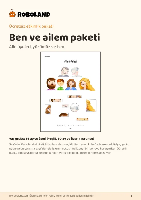 Roboland ücretsiz etkinlik paketi kapağı: Ben ve ailem