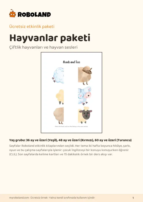 Roboland ücretsiz etkinlik paketi kapağı: Hayvanlar