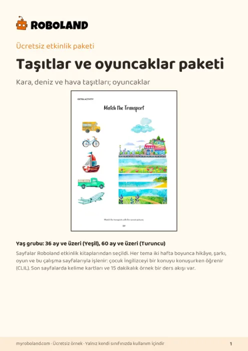 Roboland ücretsiz etkinlik paketi kapağı: Taşıtlar ve oyuncaklar